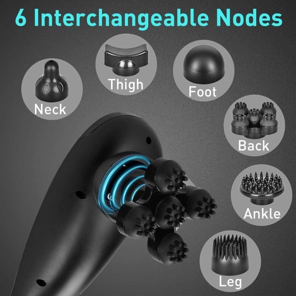 Handheld back massager with 6 interchangeable nodes - Picture 3 of 4